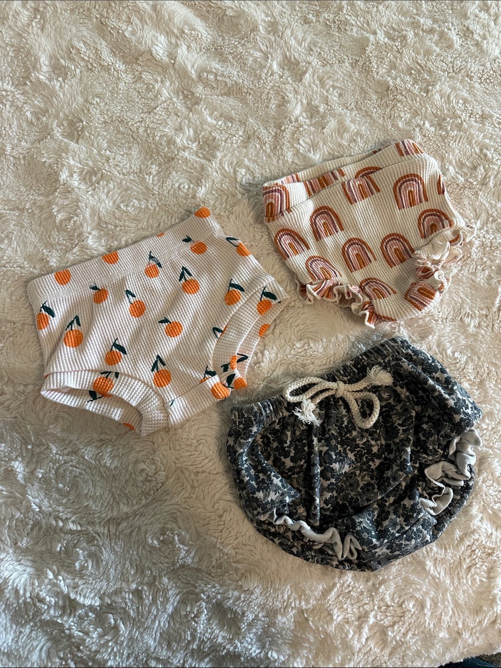 3-Pack Kids Ribbed Diaper Covers - Orange Fruit, Rainbow & Navy Floral
